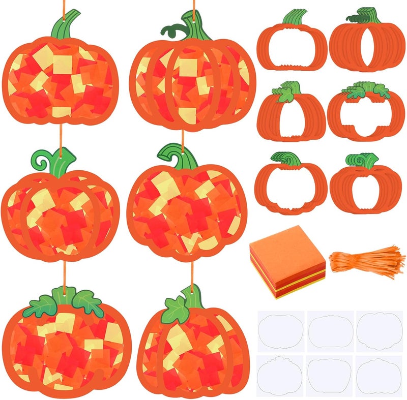 Chiisong 24 Sets Pumpkin Crafts Kit DIY Tissue Paper Sign Crafts for Back to School Fall Harvest Thanksgiving Religious Christian Party Fun Home Actives - Image 1